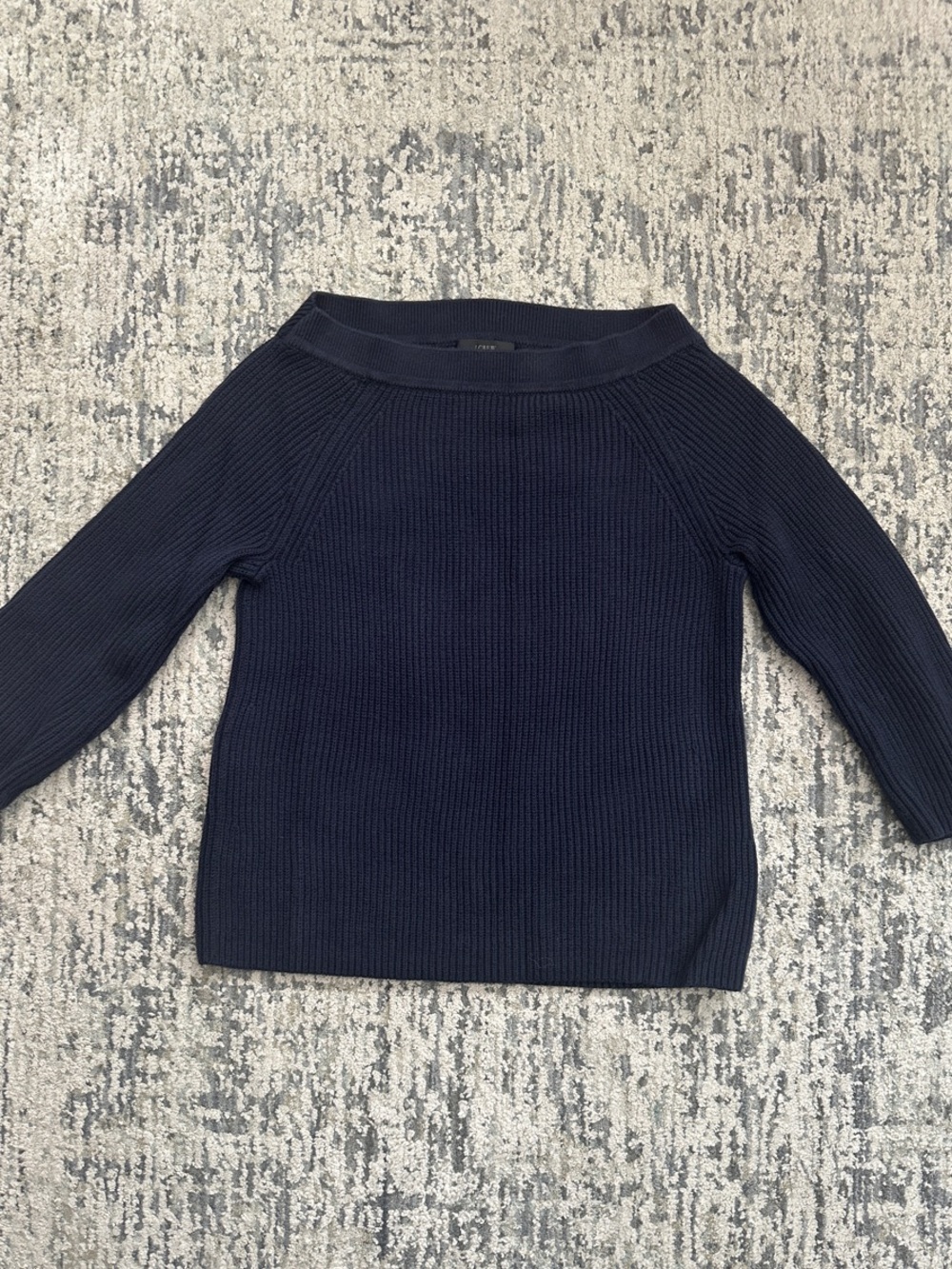 J. Crew Navy Boat Neck Ribbed Sweater
